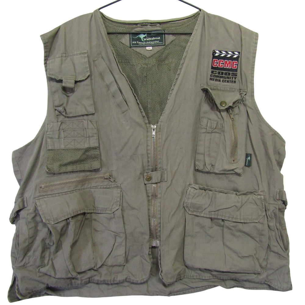 Walkabout Utility Fishing Vest Mens XXL Khaki‎ Green CCMC Multi Pocket Gorpcore
